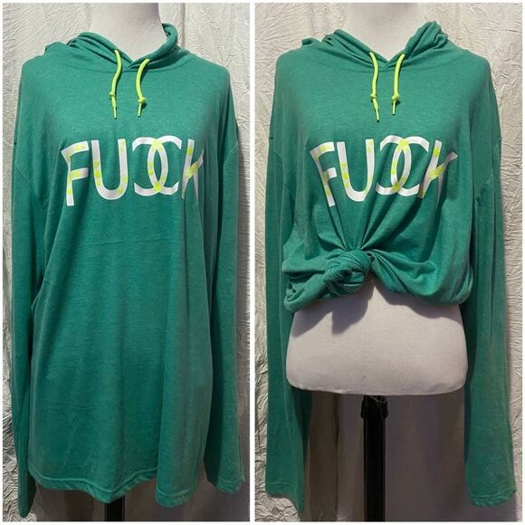 Neon, Custom, Glow In The Dark, F Word, Long Sleeve, Hooded Tee - Picture 9 of 14